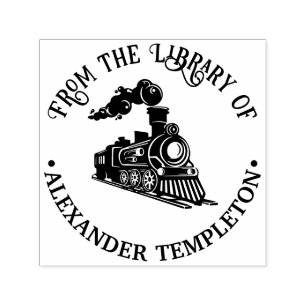 Old Fashioned Locomotive Train Library Book Name Self-inking Stamp