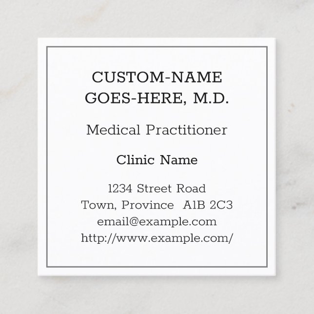 Old Fashioned Medical Professional Business Card (Front)