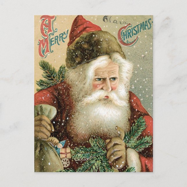 Old Fashioned Merry Christmas Santa Claus Holiday Postcard (Front)