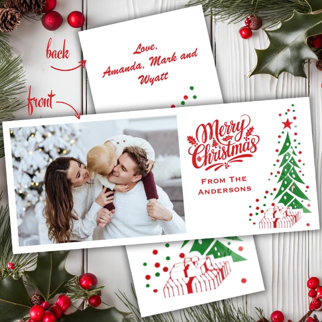 Old Fashioned Mid Century Custom Photo Christmas Holiday Card (Old Fashioned Mid Century Custom Photo Christmas Holiday Card)