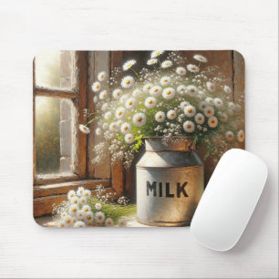 Old-fashioned Milk Can With Daisies Mouse Pad