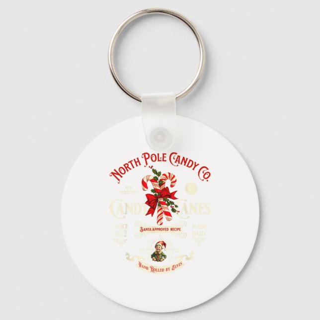 Old Fashioned North Le Candy Cane Company Elf Chri Key Ring (Front)