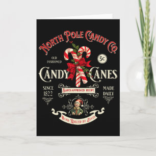 Old Fashioned North Pole Candy Cane Company Elf Ch Card