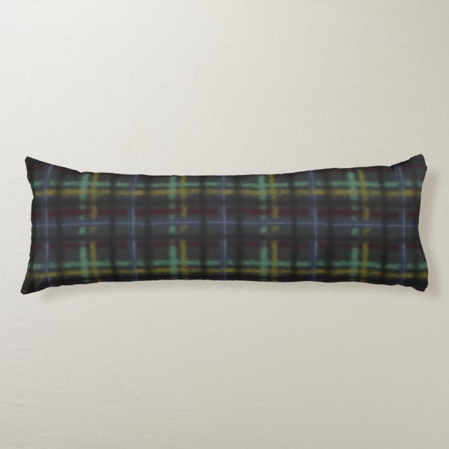 Old Fashioned Organic Style Dark Blue Plaid Body Cushion (Front)