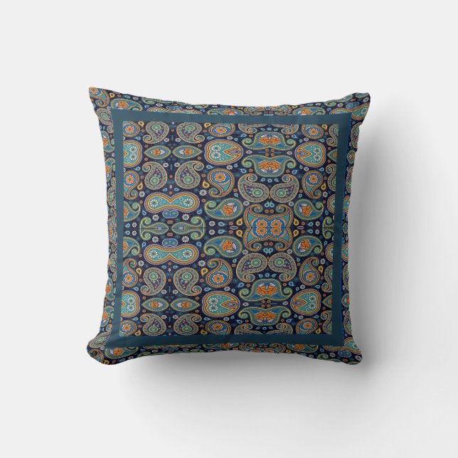 Old Fashioned Paisley Throw Pillow For Couch Sofa (Front)
