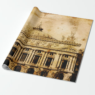 Old-fashioned paris franceaged, ancient, antique, wrapping paper
