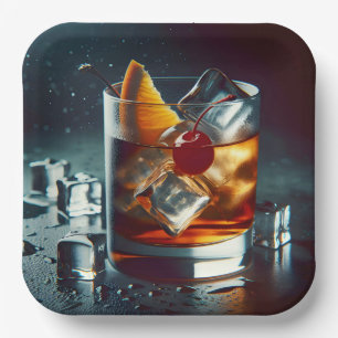 Old Fashioned Party Drink Paper Plate