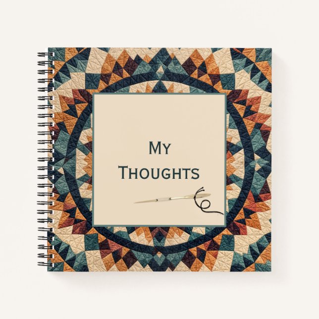 Old-fashioned Patchwork Kaleidoscope Quilt Pattern Notebook (Front)