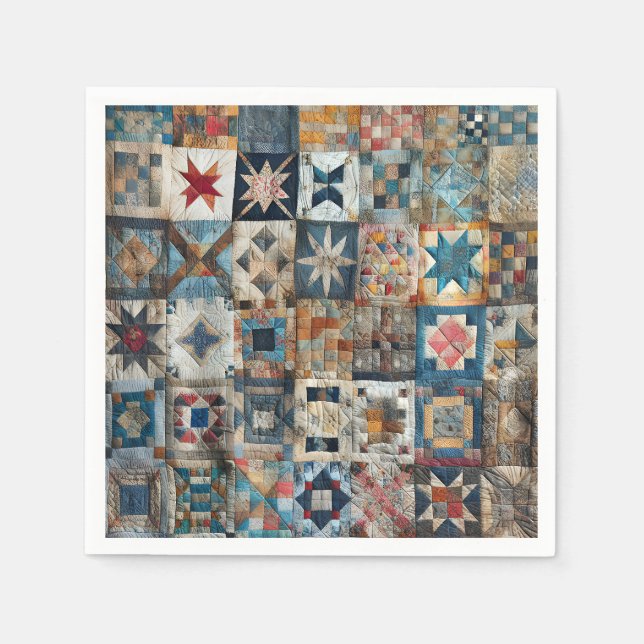 Old-fashioned Patchwork Quilt Design Napkin (Front)