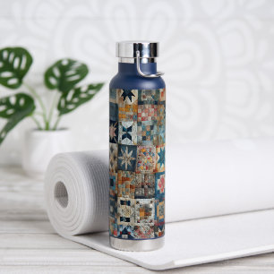 Old-fashioned Patchwork Quilt Design Water Bottle