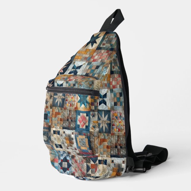 Old-fashioned Patchwork Quilt Sling Bag (Right Corner)