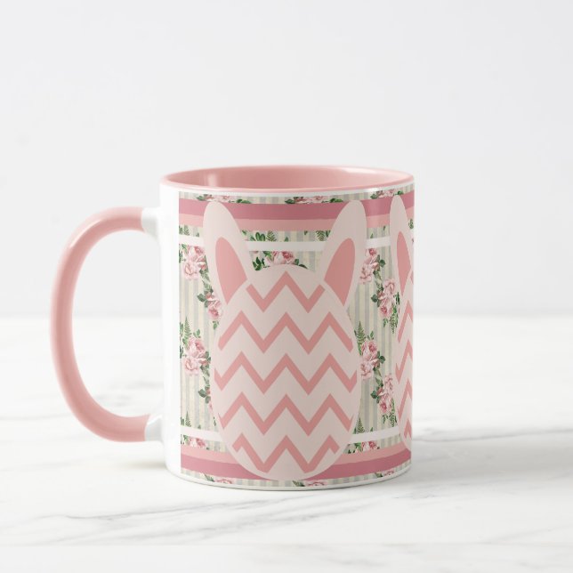 Old Fashioned Pink Easter Bunny Mug (Left)