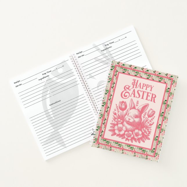 Old Fashioned Pink Easter Bunny  Notebook (Inside)