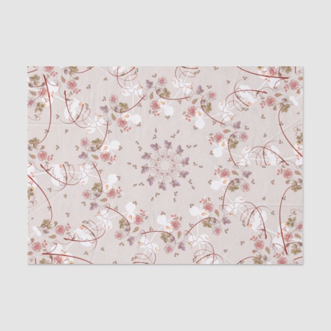 Old-Fashioned Pink Small Flowers and Swirls        Tissue Paper (Front)