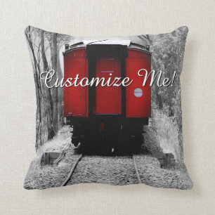 Old Fashioned Red Steam Train Cushion