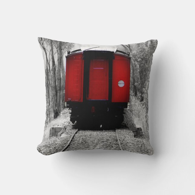 Old Fashioned Red Steam Train Cushion (Front)