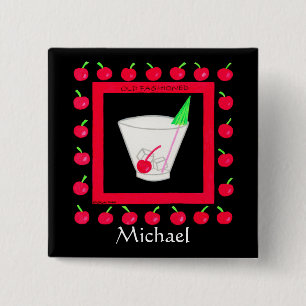 Old Fashioned Retro Drink Name Badge Custom