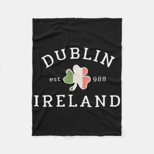 Old Fashioned Retro Dublin Ireland Est 988 St Patr Fleece Blanket