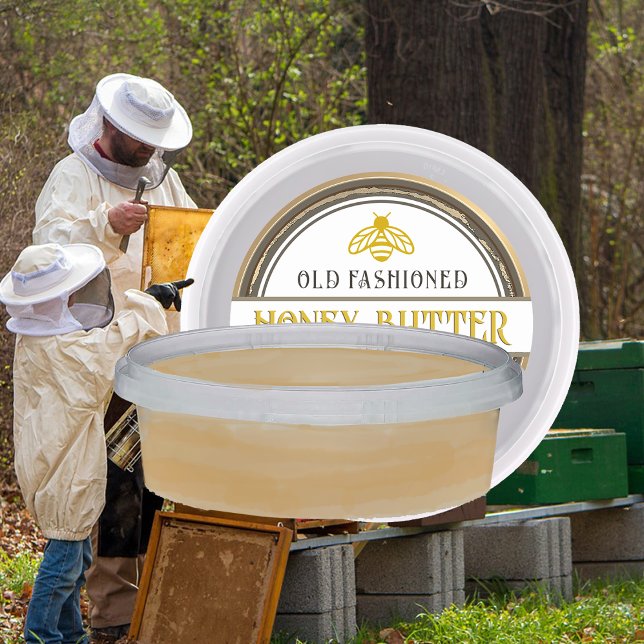 Old Fashioned Retro Honey Butter with Bee Classic Round Sticker (Creator Uploaded)