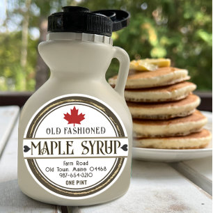 Old Fashioned Retro Maple Syrup Hearts and Leaf Classic Round Sticker