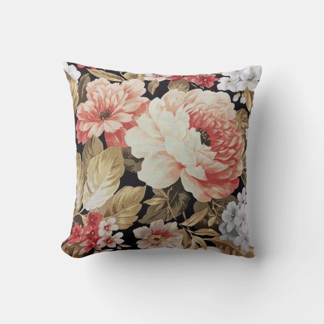 Old-fashioned Rose Floral Cushion (Front)