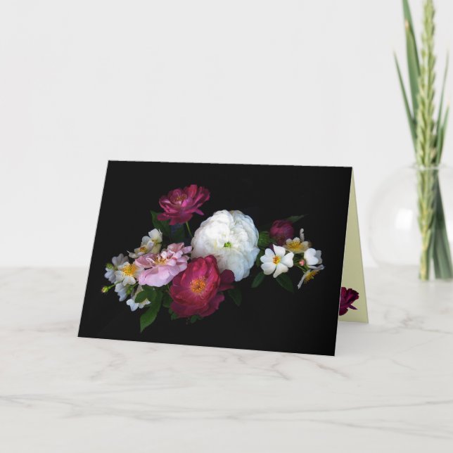 Old Fashioned Roses Valentine Holiday Card (Front)
