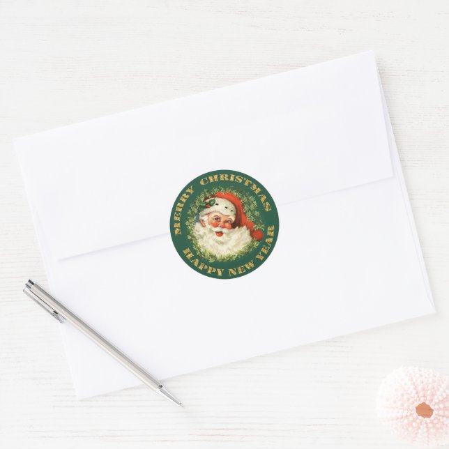 Old Fashioned Santa Claus Christmas Classic Round Sticker (Envelope)