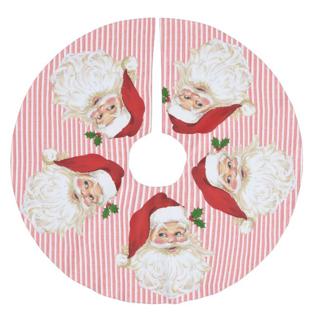 Old Fashioned Santa Claus  Stripe Brushed Polyester Tree Skirt (Front)