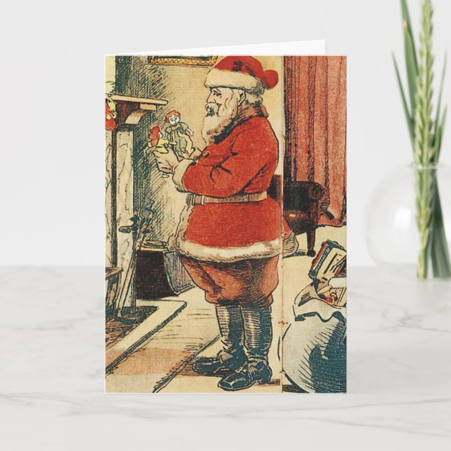 Old Fashioned Santa Holiday Card (Front)
