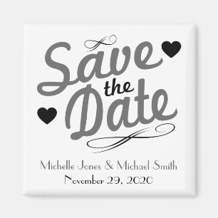 Old Fashioned Save The Date Magnet (Grey / Black)