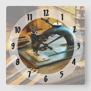 Old Fashioned Sewing Machine Square Wall Clock