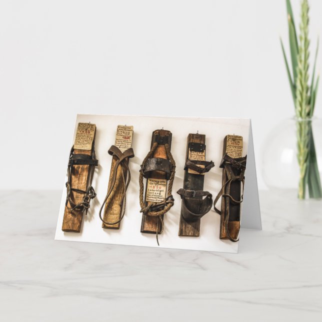 Old Fashioned Ski Time Greeting Card (Front)