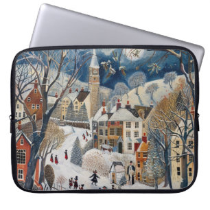 Old Fashioned Small Town Christmas Laptop Sleeve