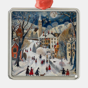 Old Fashioned Small Town Christmas Metal Tree Decoration