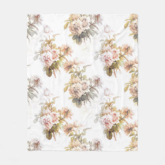 Old fashioned soft rose pink bouquet pattern flora fleece blanket