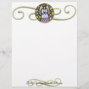 Old Fashioned Stained Glass look Christmas Angel