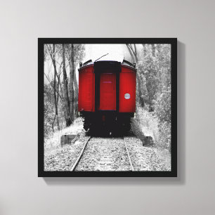 Old Fashioned Steam Train with Red Caboose Canvas Print
