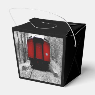 Old Fashioned Steam Train with Red Caboose Favour Box