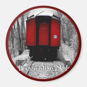 Old Fashioned Steam Train with Red Caboose Magnet