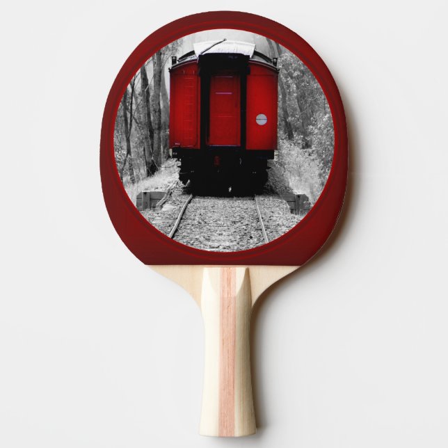 Old Fashioned Steam Train with Red Caboose Ping Pong Paddle (Back)