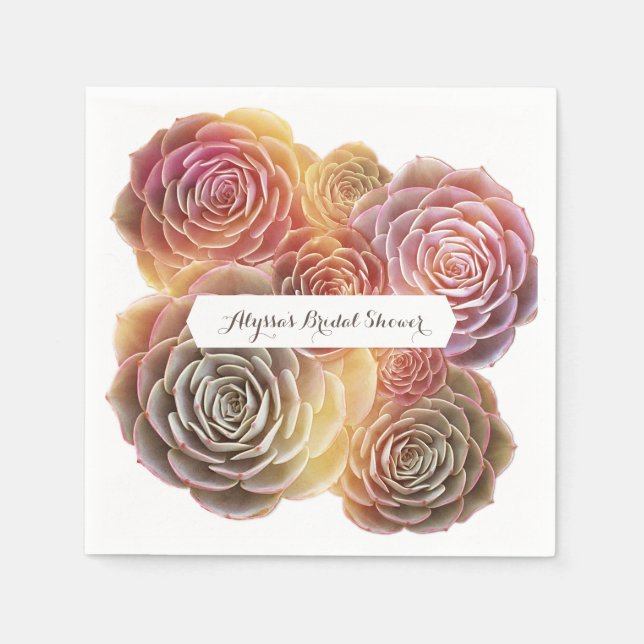 Old Fashioned Succulents Bridal Shower Napkin (Front)