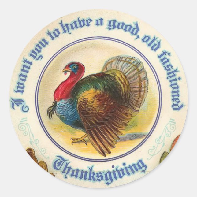 Old Fashioned Thanksgiving Sticker (Front)
