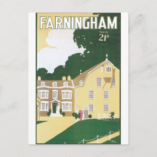 Old fashioned travel poster for Farningham Postcard