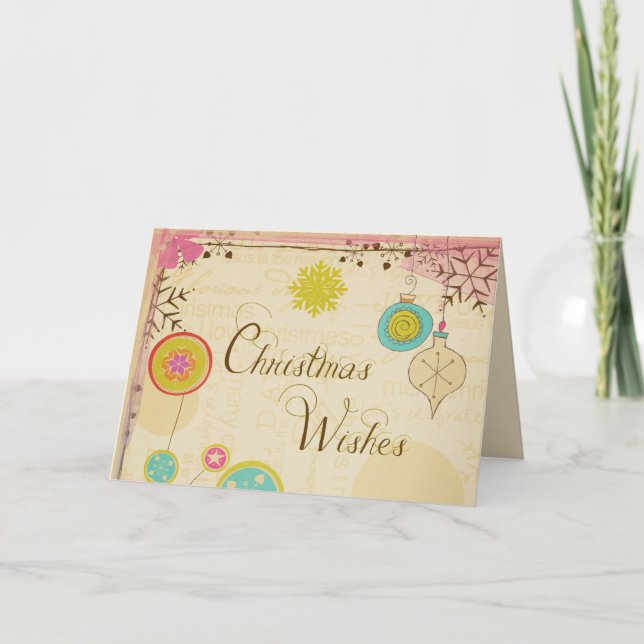 Old Fashioned Typography Christmas Greeting Card (Front)