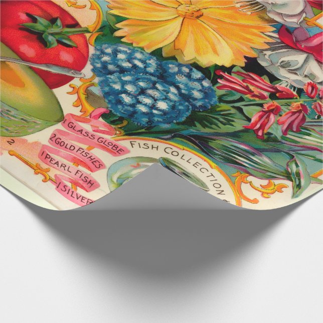 Old fashioned vegetable fruit flower seed advertis wrapping paper (Corner)