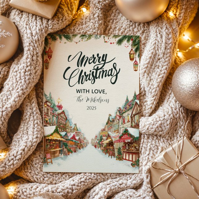 Old-Fashioned Village Christmas Holiday Card (Creator Uploaded)