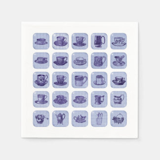 Old Fashioned Vintage Blue China Teacups Tea Party Napkin