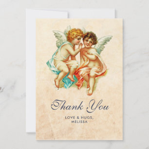 Old Fashioned Vintage Cherub Angels Thank You Card