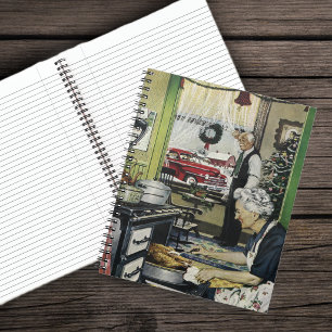 Old Fashioned Vintage Home Kitchen Christmas Spiral Notebook