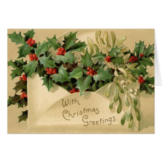Old Fashioned Vintage Victorian Merry Christmas Card